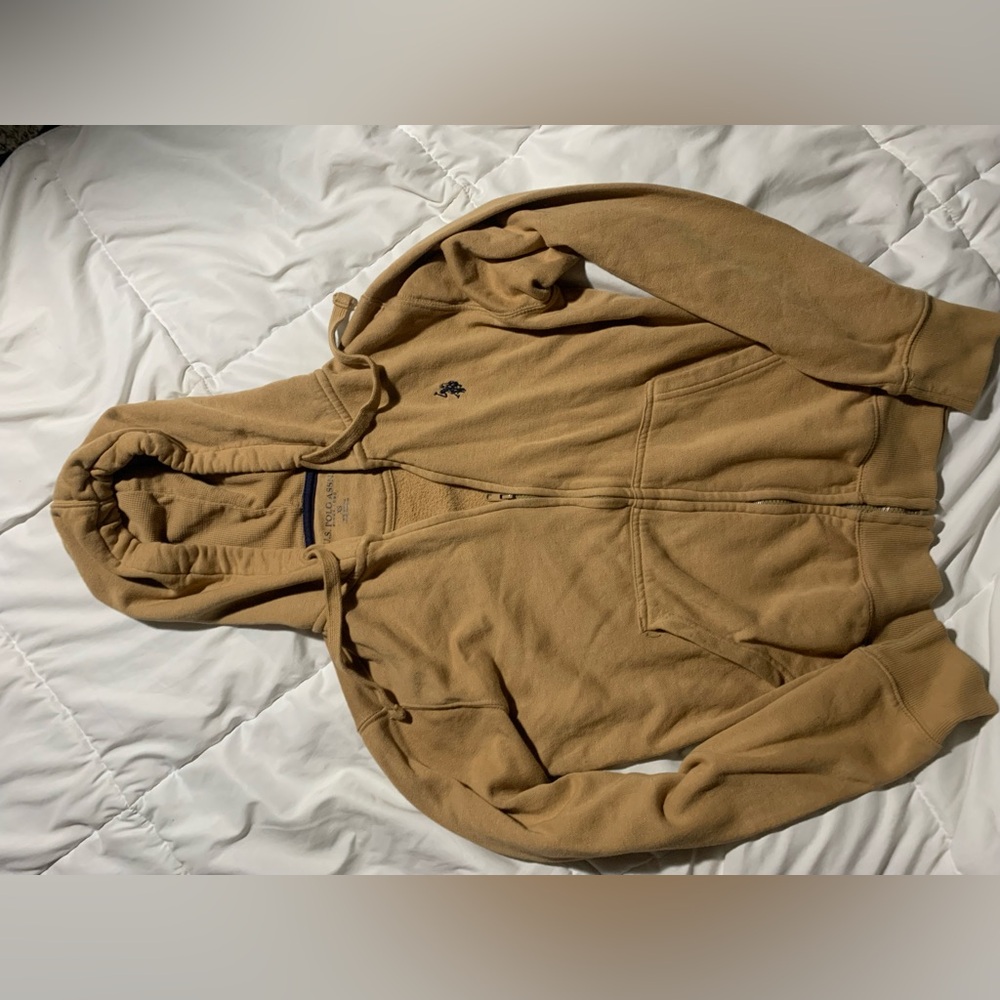 US Polo assassin tan hood zip up